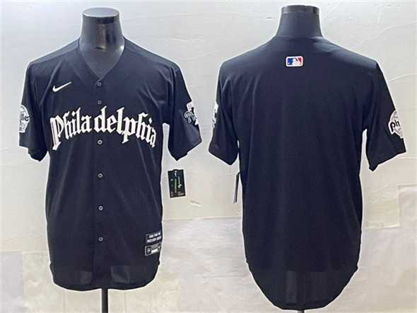 Men%27s Philadelphia Phillies Blank Black GOTHIC Vapor Limited Stitched Jersey